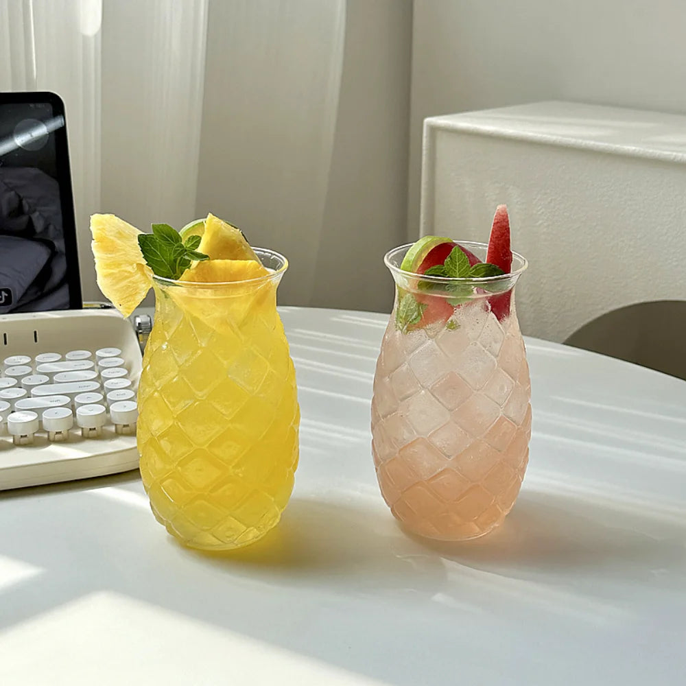 Glas Tasse - Ananas Design - Transparent - 480ml