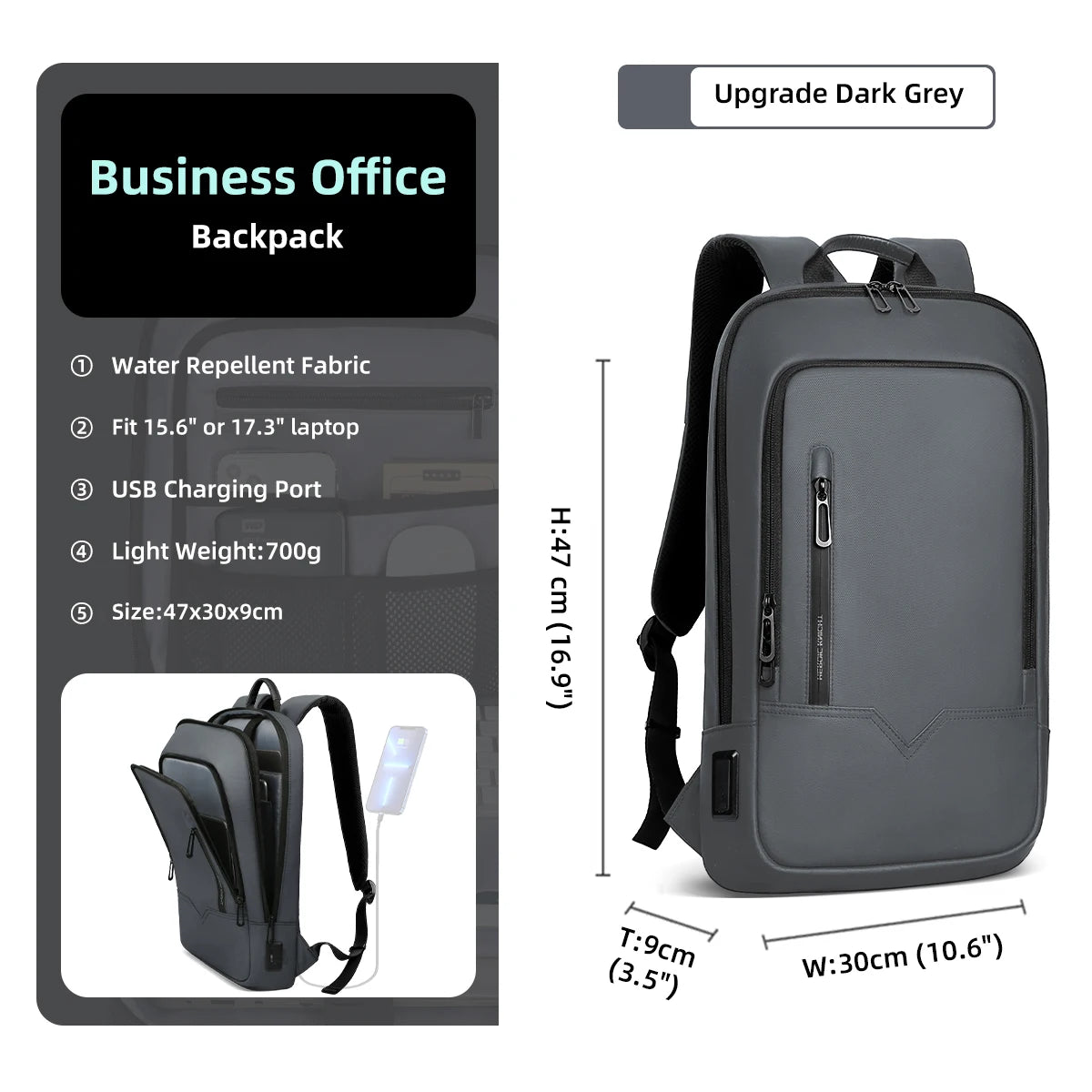 Rucksack – Wasserdichtes Oxford – USB-Laden 15.6 Zoll