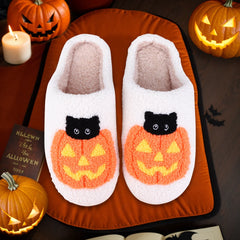 Halloween Slippers – Kuscheliges Katzen-Design – Wärme Innen