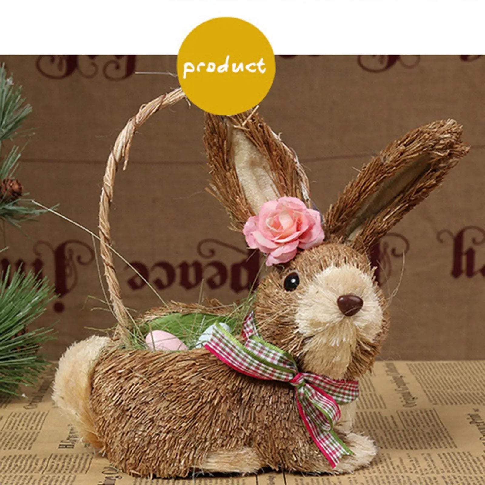 Stroh-Osterdeko – Rustikales Tischornament 11x14x20cm