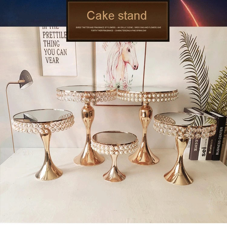 Hochzeits-Kuchenständer – Gold/Silber Metall – H20-39cm