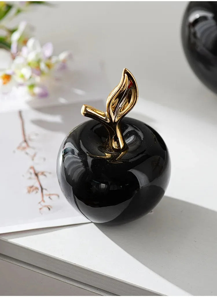 Keramik-Apfelskulptur im modernen Stil, Farbe: Weiss