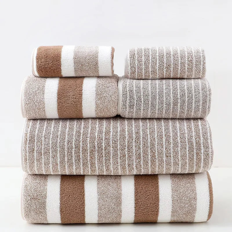 Gestreiftes Handtuchset – Schnell trocknend – Badezimmer