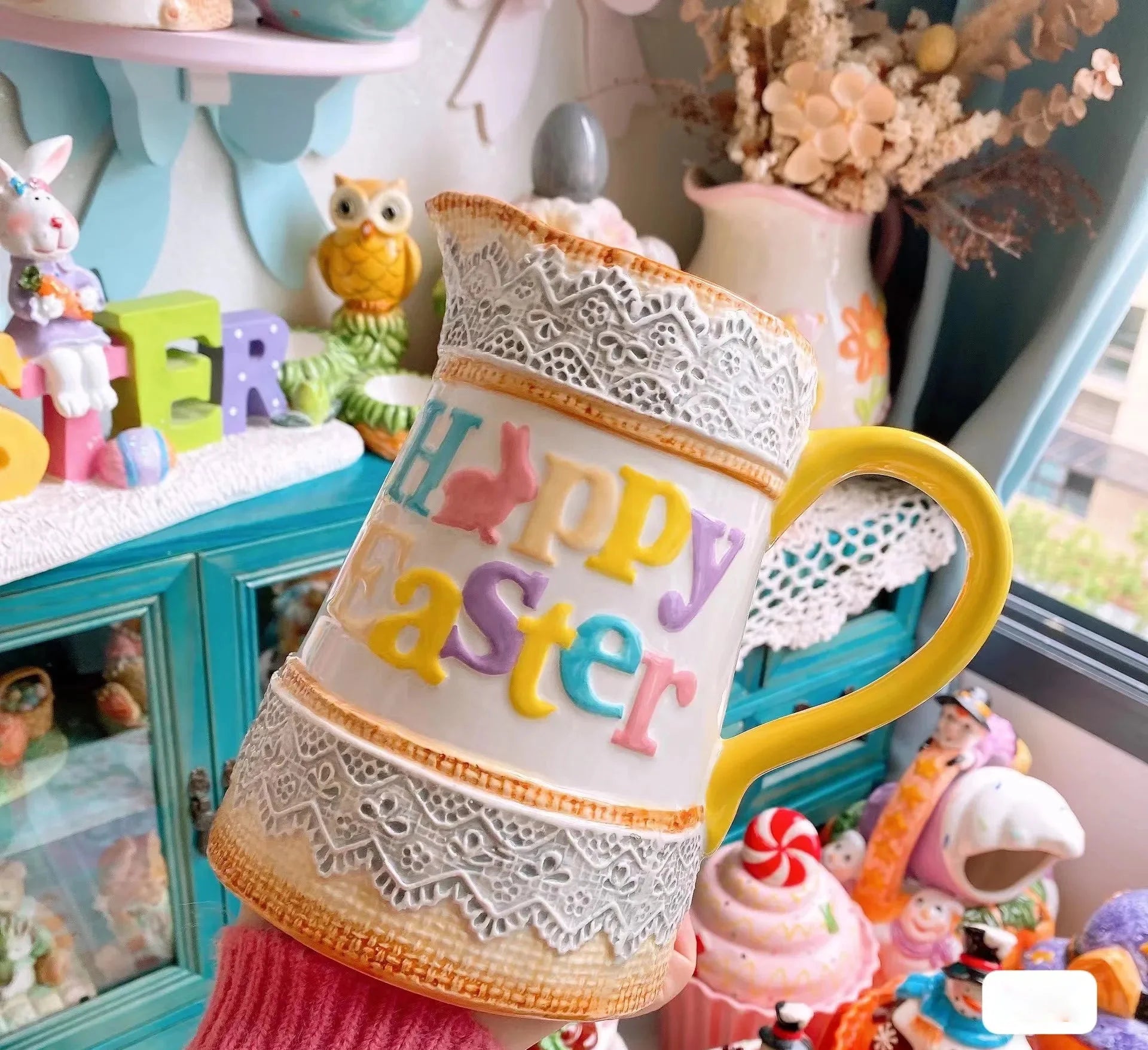 Bunte 3D-Relief Keramikteller und Tabletts für Esstisch, handgezeichnet, mehrfarbig