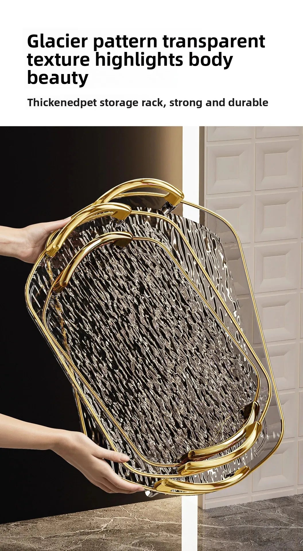 Transparente PET Ablage – Gletschermuster – Vielseitig