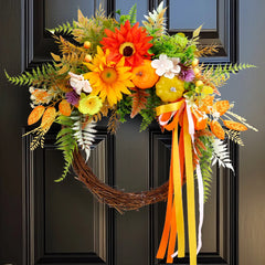 Herbstkranz – Seide & Rattan Design – Aussen Dekor