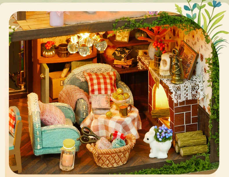 DIY Puppenhaus Bausatz – Handgefertigtes Holzmodell mit Licht