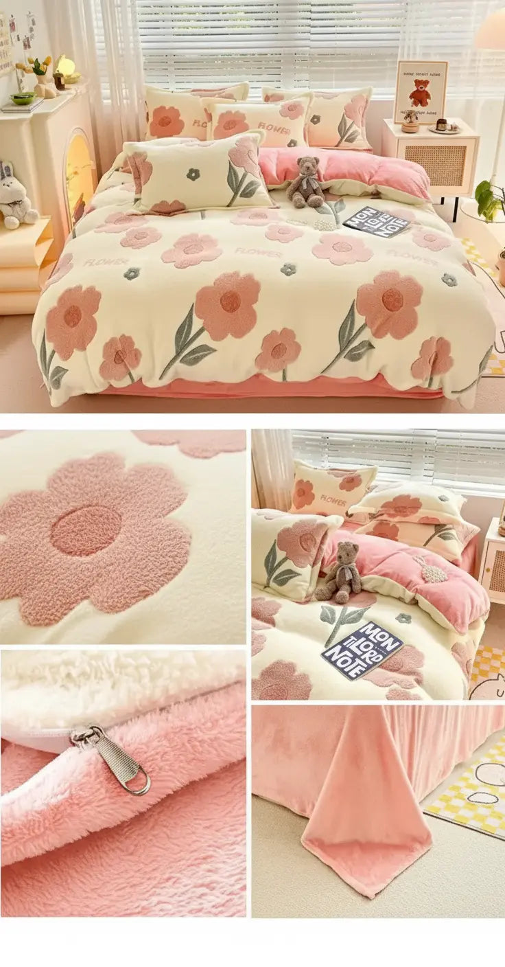 Fleece Bettwäsche – Winter Coral Flanell – 200x230cm