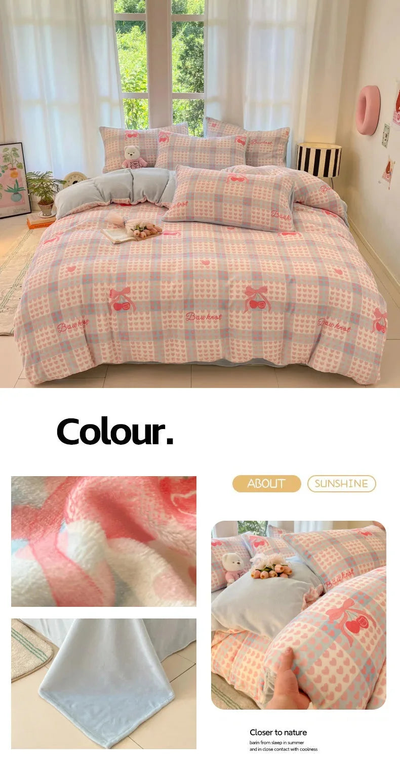 mehrfarbiger moderner Bettbezug aus Polyesterfleece 200x230 cm