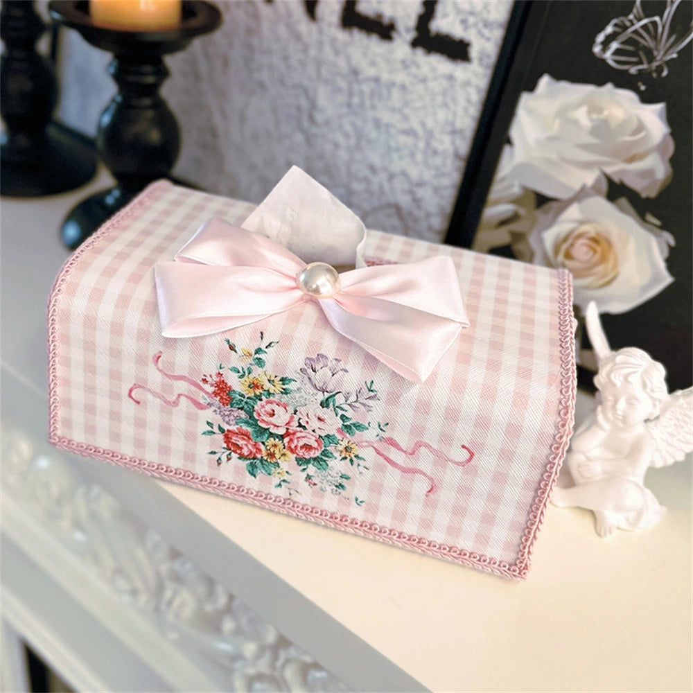 Wasserdichte Taschentuchbox – Perlen-Spitzendesign – 19x12x10cm