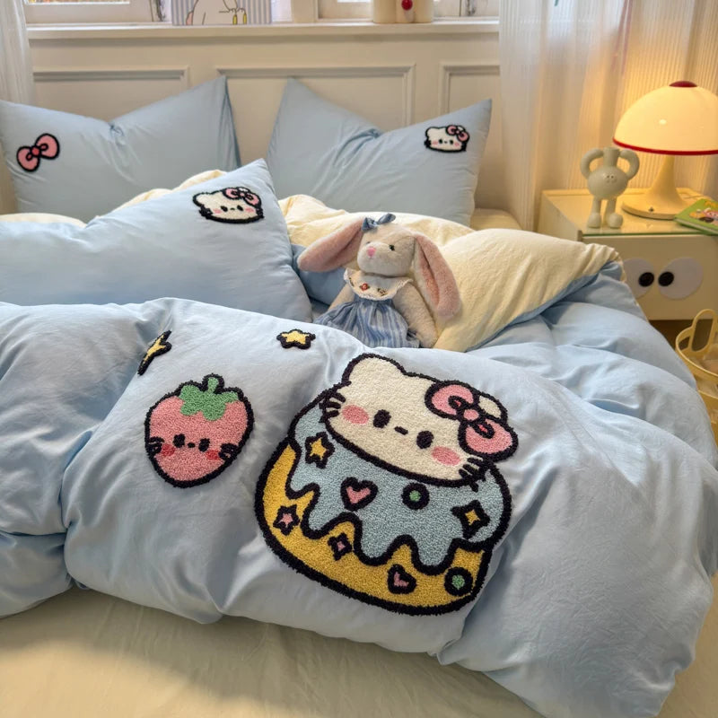 Niedliches Baumwoll-Bettwäsche-Set – Cartoon-Stil – Für Kinder 1.5m/1.8m/2.0m