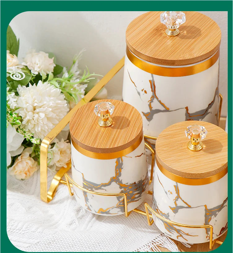 Keramik Aufbewahrungsgläser – Modern Marmor mit Deckel