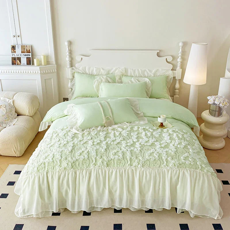 Bettwäsche-Set für Mädchen – Prinzessinnenstil mit Spitze – Verschiedene Grössen