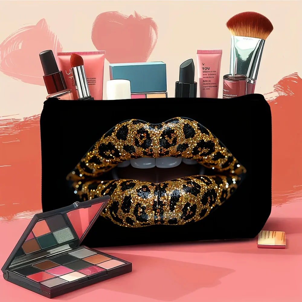 Leopardenmuster Schminktasche – Polyester – 23x17.5cm