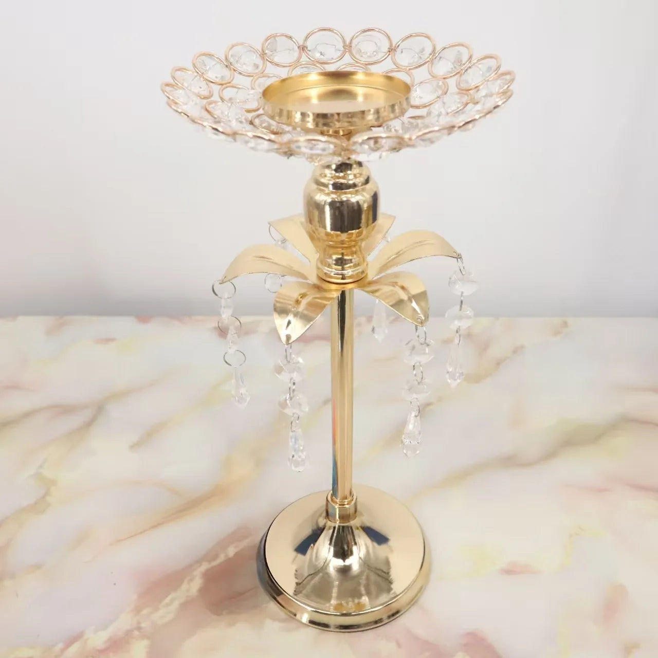 Goldener Kristallkerzenhalter – Europäischer Stil – 20-30CM