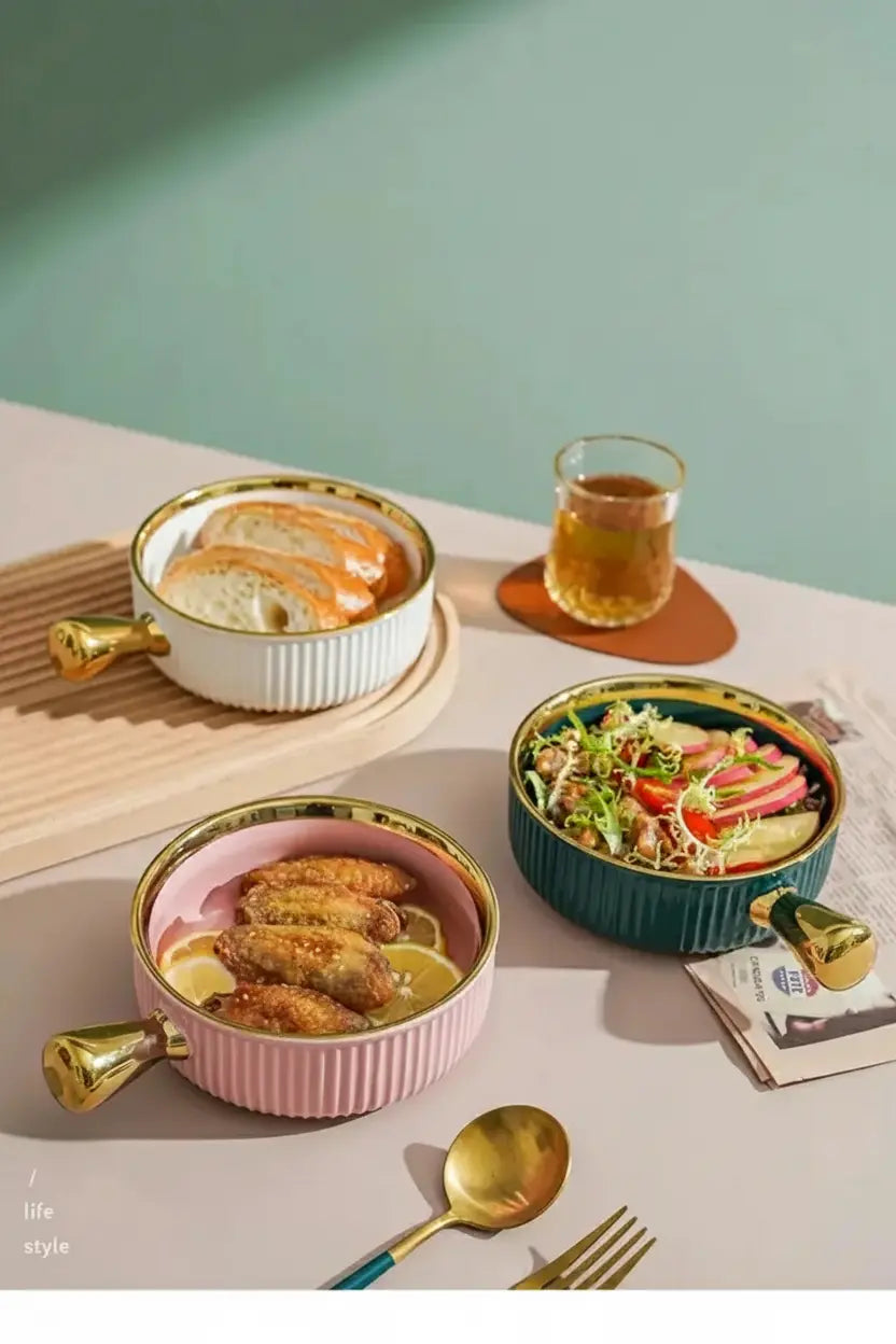 Keramikschale – Modernes Bone China mit Goldrand