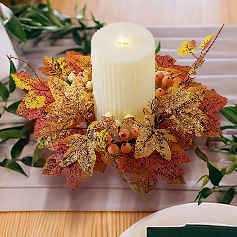 Herbst-Kerzenring – Baumwolle – 25cm/9.8" Charme