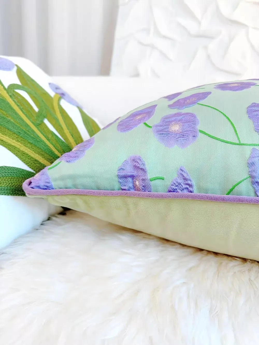 Pastorale Blumen Kissenhülle – Klassisches Baumwolle 45x45cm