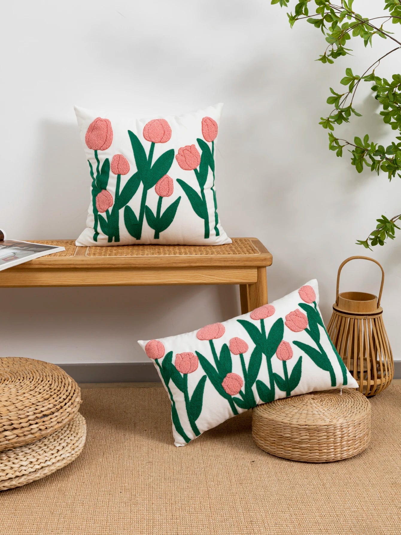 Tulpenmuster Kissenbezug – Bohemian Baumwolle – 450mm*450mm