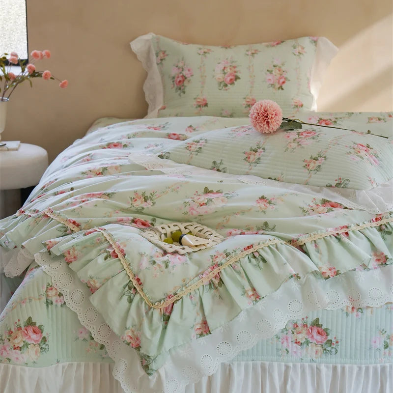 Florale Baumwoll-Bettwäsche – Französischer Landhausstil, King/Queen