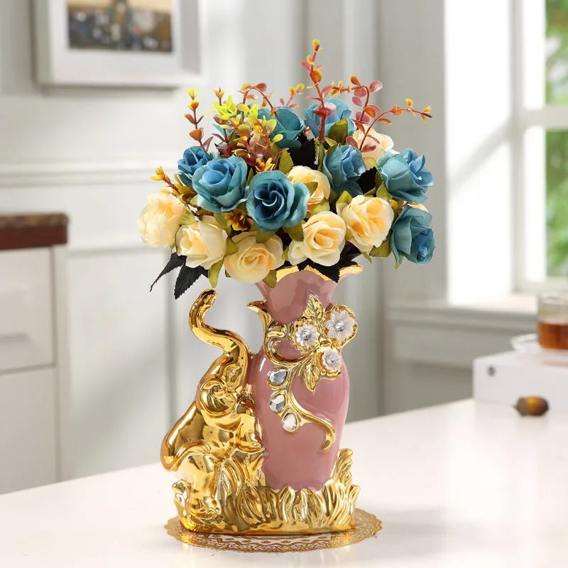 Moderne Vase – Goldglas & Keramik – Wohnzimmereinrichtung