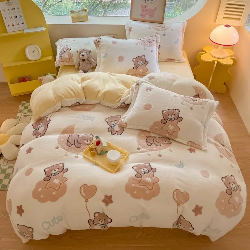 Florale Milchfleece – Moderne Doppelbettdecke 220x240