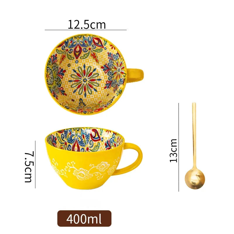Keramik Frühstücksbecher – Boho – Grosse Kapazität