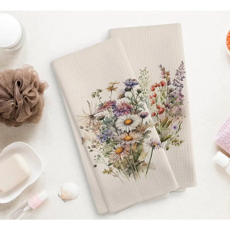 Vintage Blumen Küchentücher – Weiches Polyester, 24x16