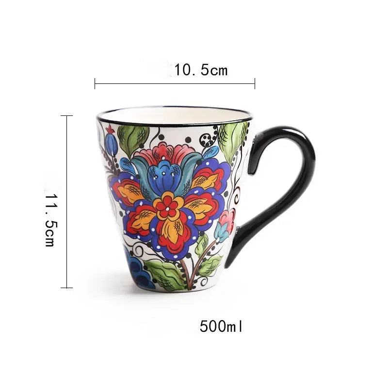 Porzellan-Keramiktasse – Handbemalt – 500ml