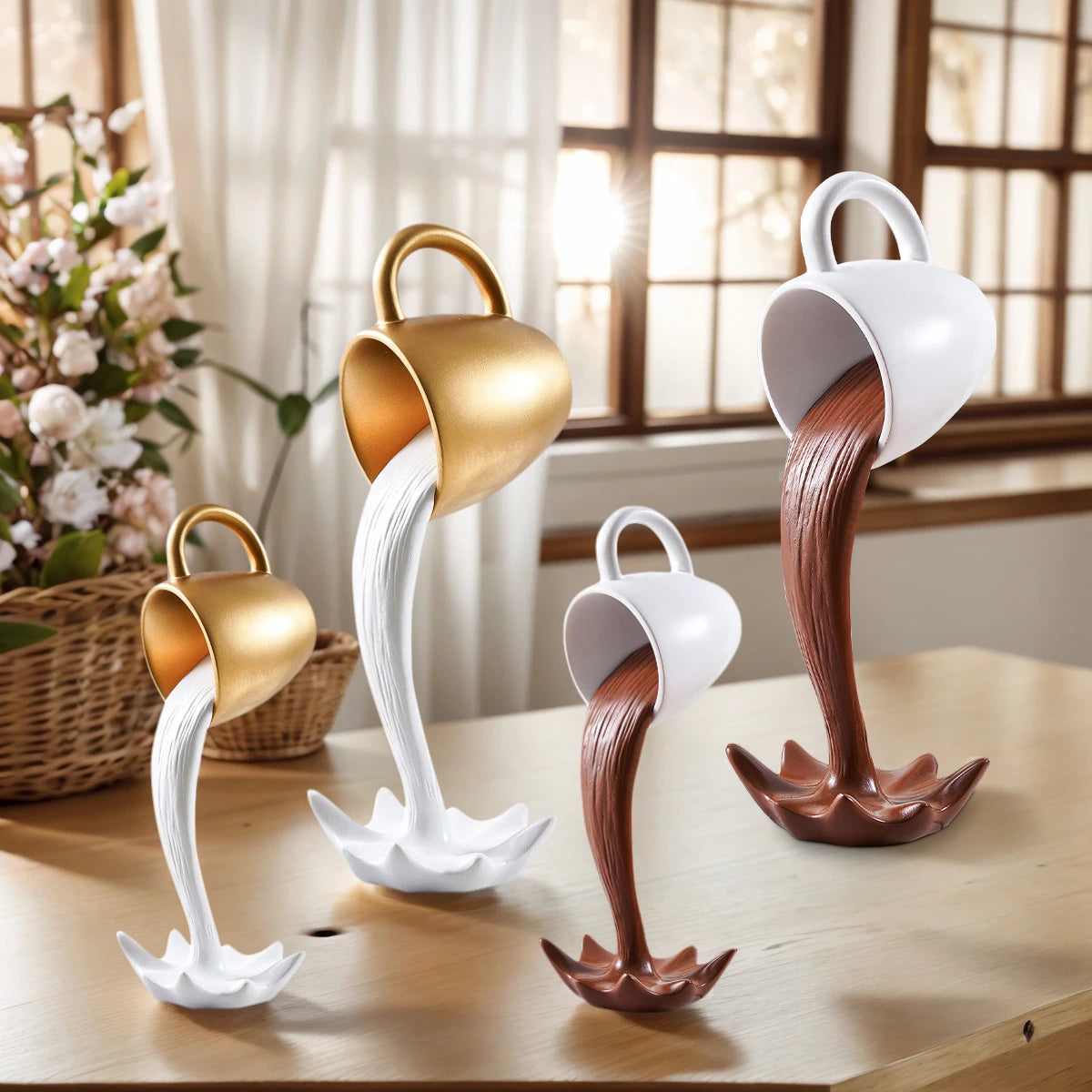 Schwebende Harz-Kaffeetasse in fanzhongliKFBbaiBKS Design, modernes Wohnaccessoire