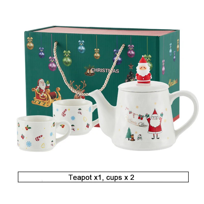 Keramik Weihnachts-Teeservice – Edles Design – 2 Tassen Set