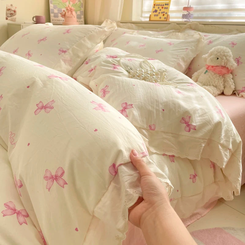 Bettbezug Set – Floraler Polyester Strick – 1.5m bis 2.2m