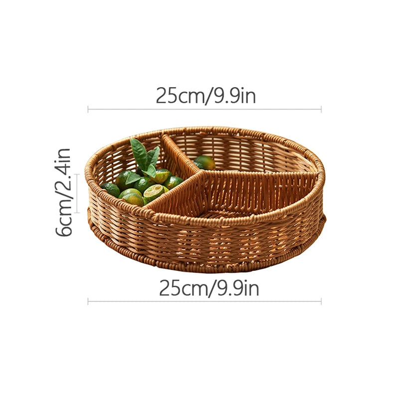 Runder Rattan Korb – Rustikales Design mit Holzgriff