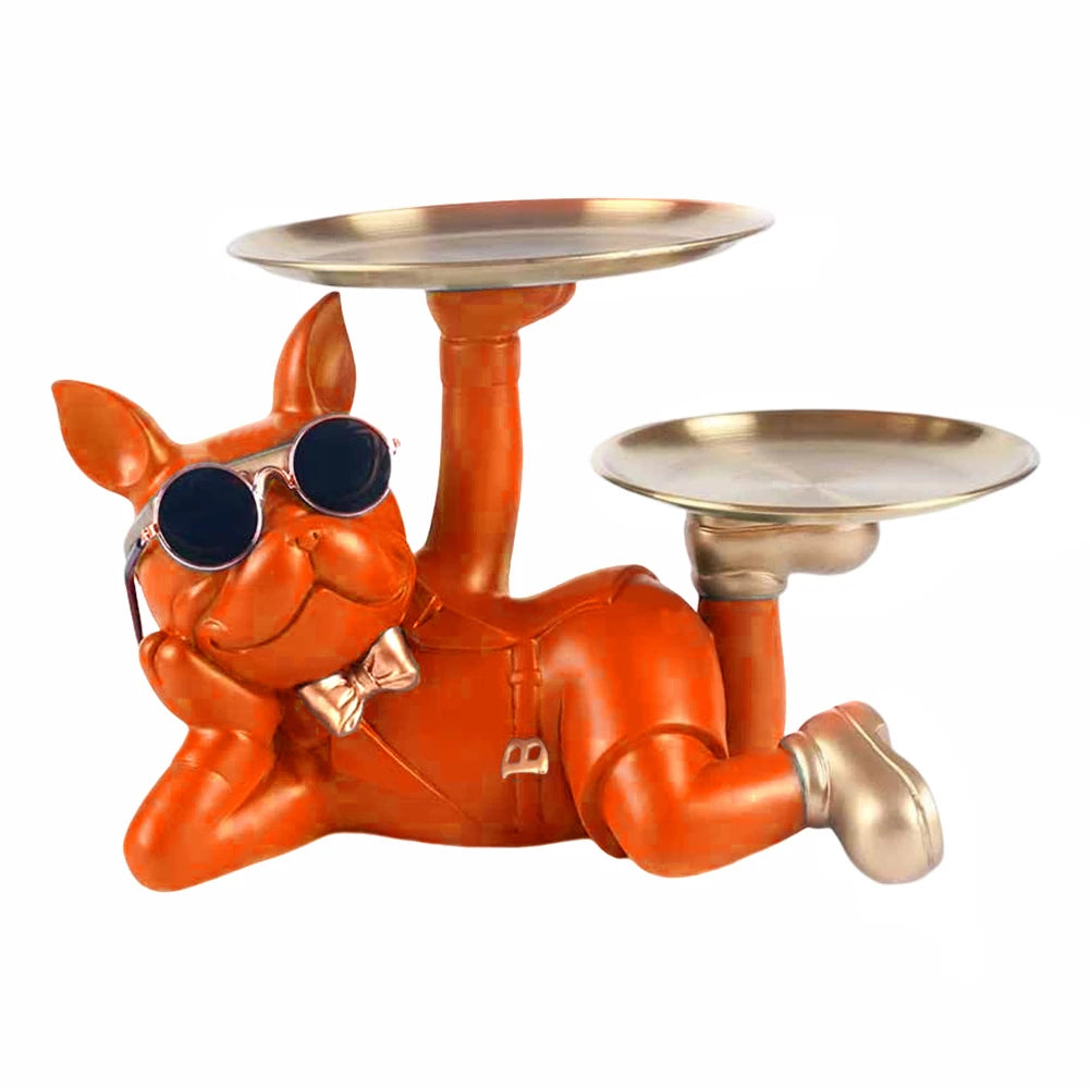 Bulldog Resin Skulptur – Stilvolles Tablett Heimdeko
