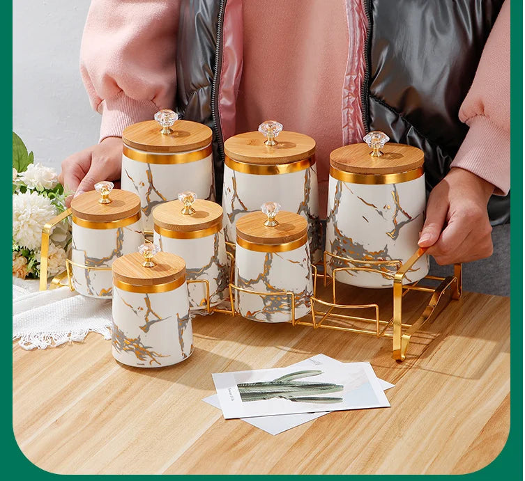 Keramik Aufbewahrungsgläser – Modern Marmor mit Deckel