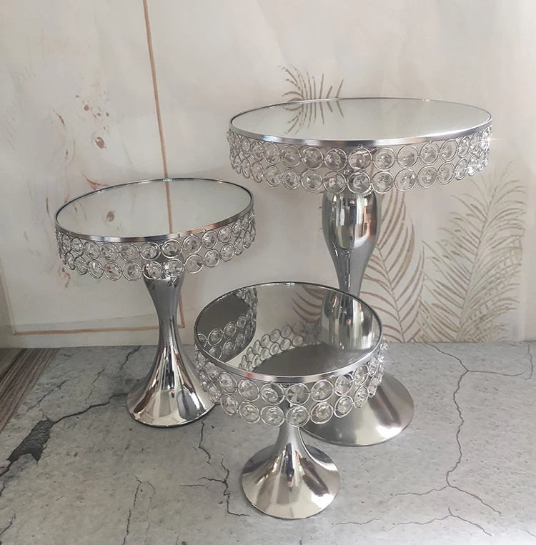 Hochzeits-Kuchenständer – Gold/Silber Metall – H20-39cm