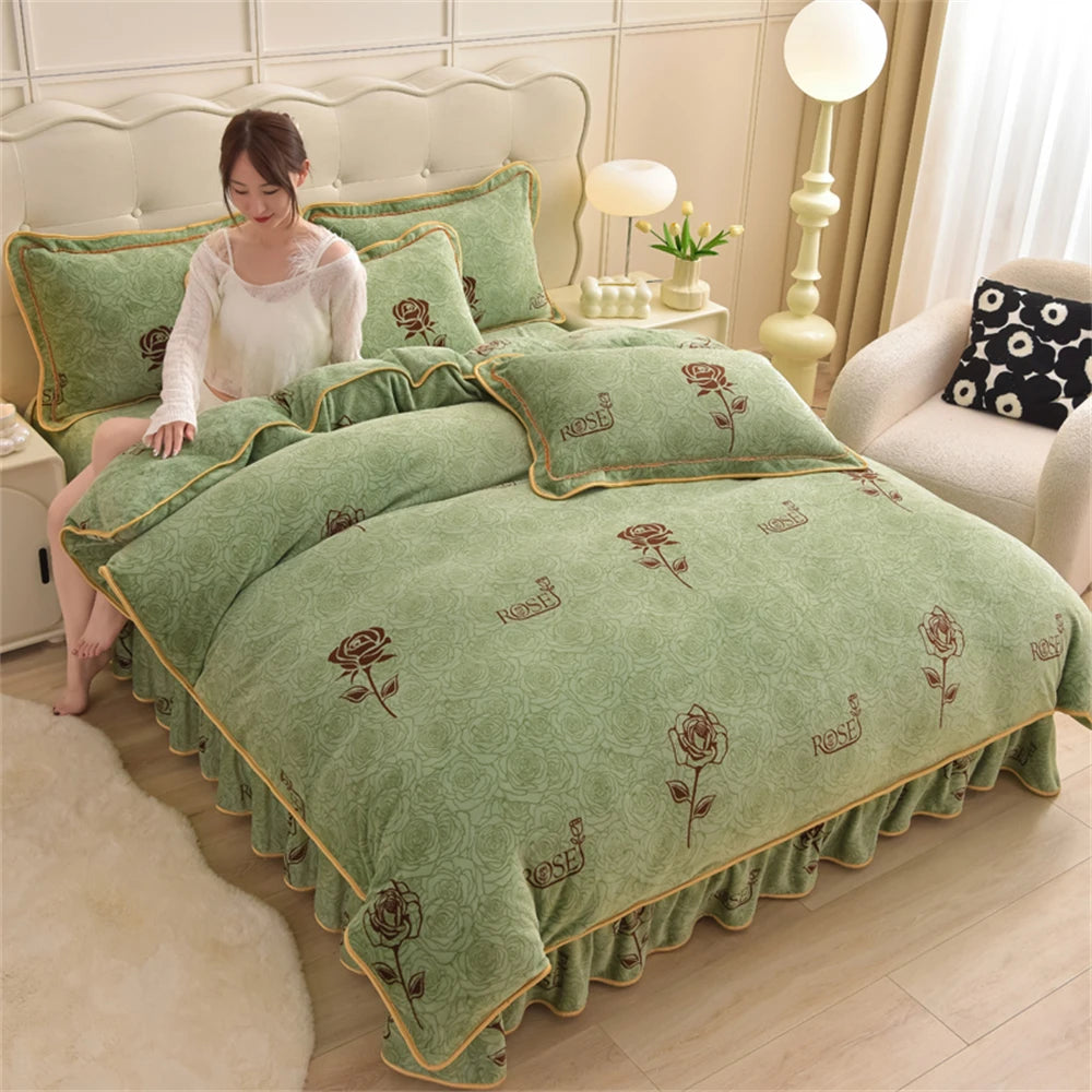 Gedrucktes Flanell-Bettwäscheset – Blumen Fleece – 220x240 cm