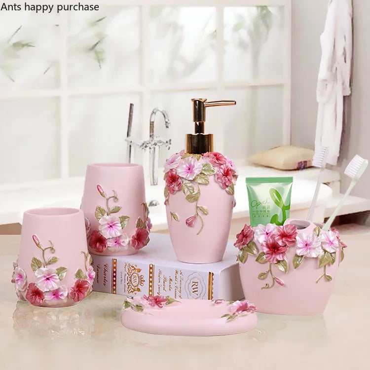 Resin Bad Set aus Harz im modernen Design, 5-teilig