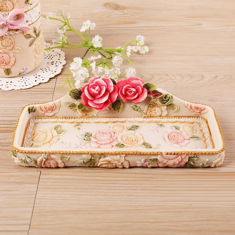 Vintage Schmucktablett aus Resin – Koreanischer Stil, 18x9.5cm