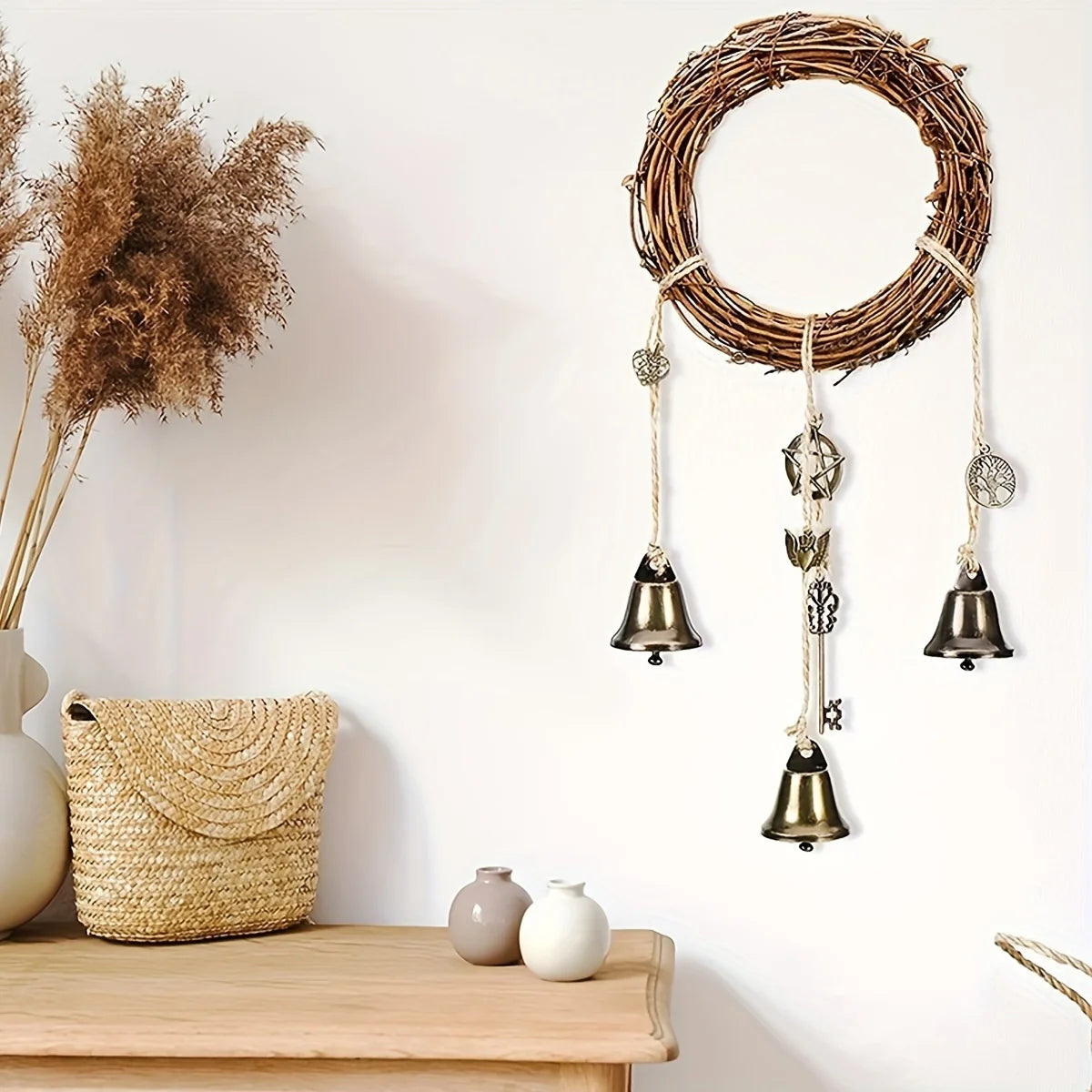 Vintage Hexenglocken – Weide & Metall – Mystische Deko