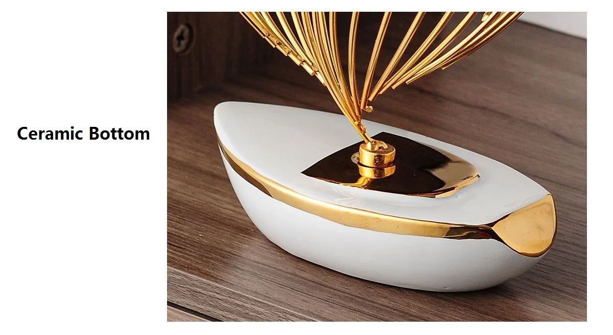 Abstrakte Skulptur aus Keramik und Metall, modern, grün, Grösse 29x17x9CM