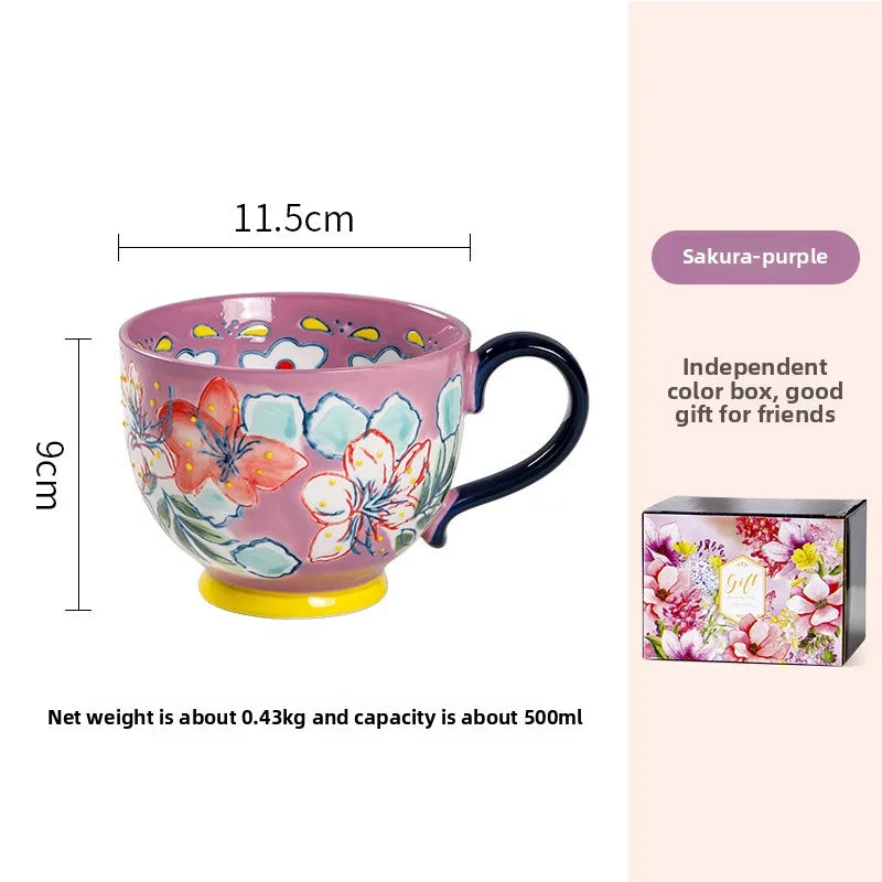 Keramik Kaffeetasse – Handbemaltes Design – 501-600 ml