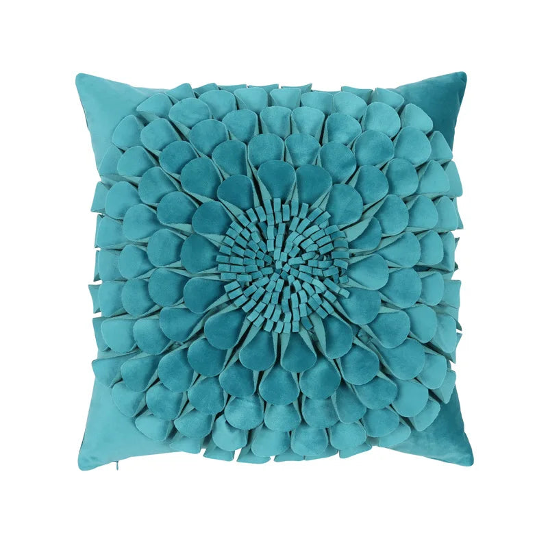 Florales Kissenbezug aus Samt – Handgemachtes 3D Design – Sofa/Bett