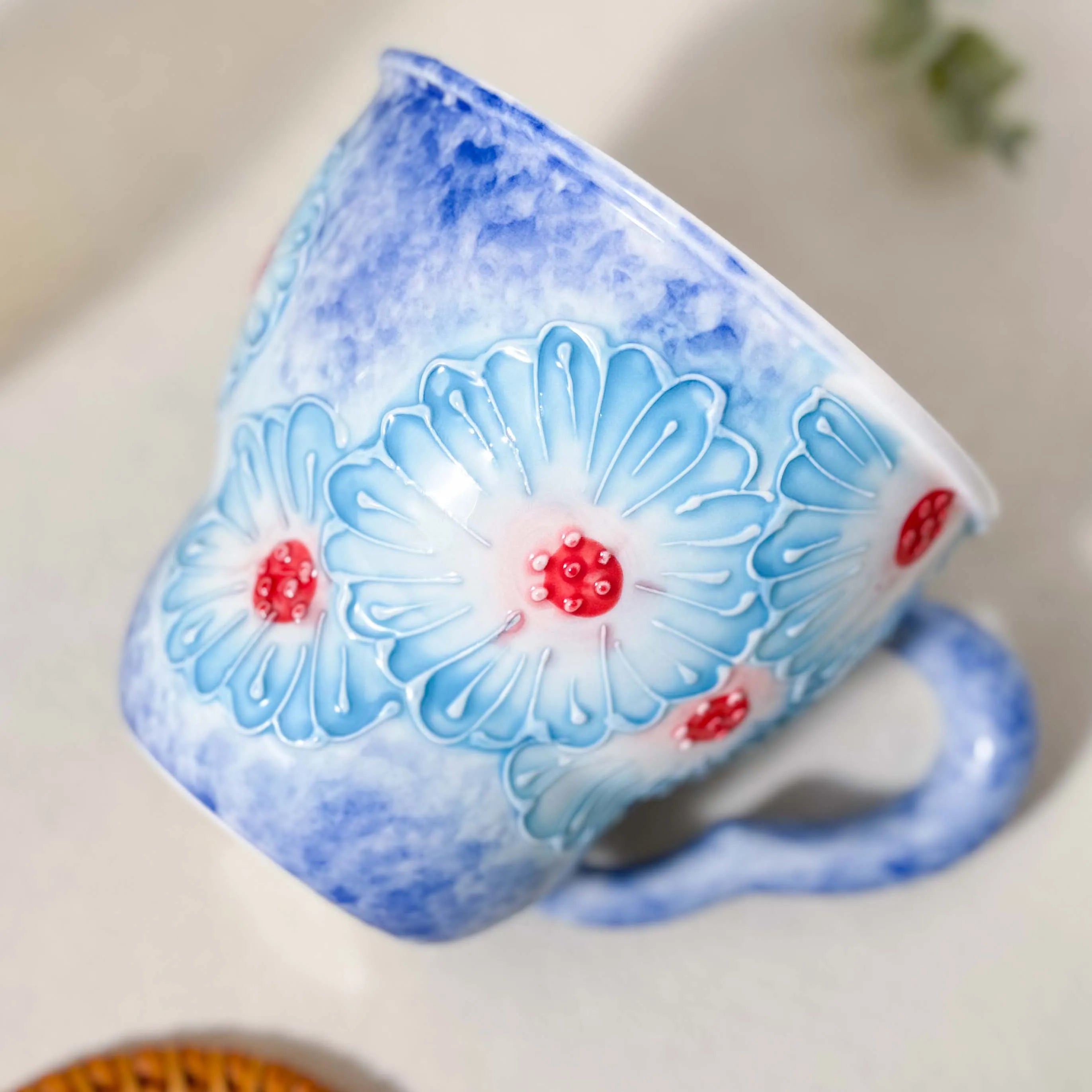 Keramiktasse mit Blumendesign – Japan Stil 501ml