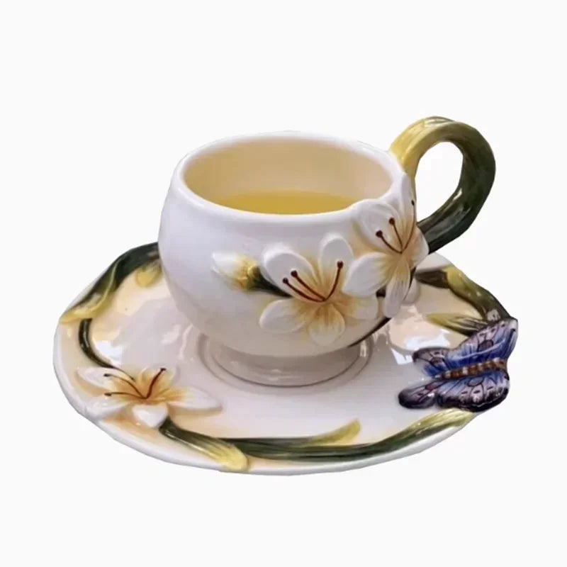 Schmetterlingsorchidee Keramiktablett – Landhausstil – 39cmx25cmx12.7cm