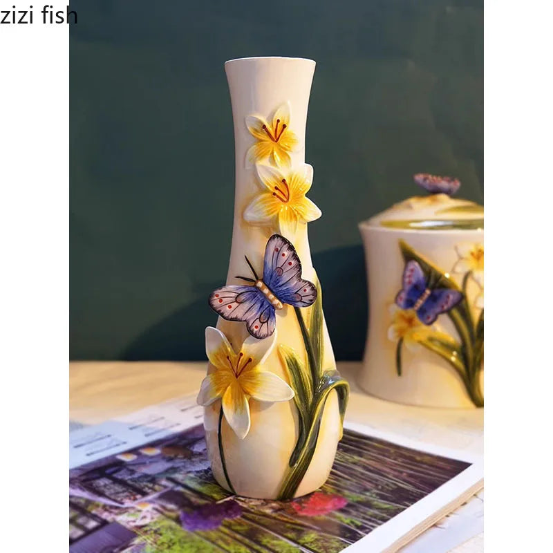 Schmetterlings-Orchideen-Vase – Keramik Modern