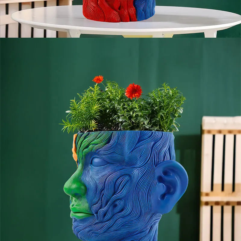 Fauvism Blumentopf – Kunstharz Design – 15cm Blau