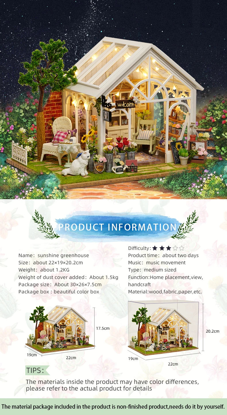 Miniatur Puppenhaus – Holz DIY Dekoration mit LED