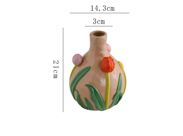 Keramikvase – Chinesisches Retro-Design – Handbemalt