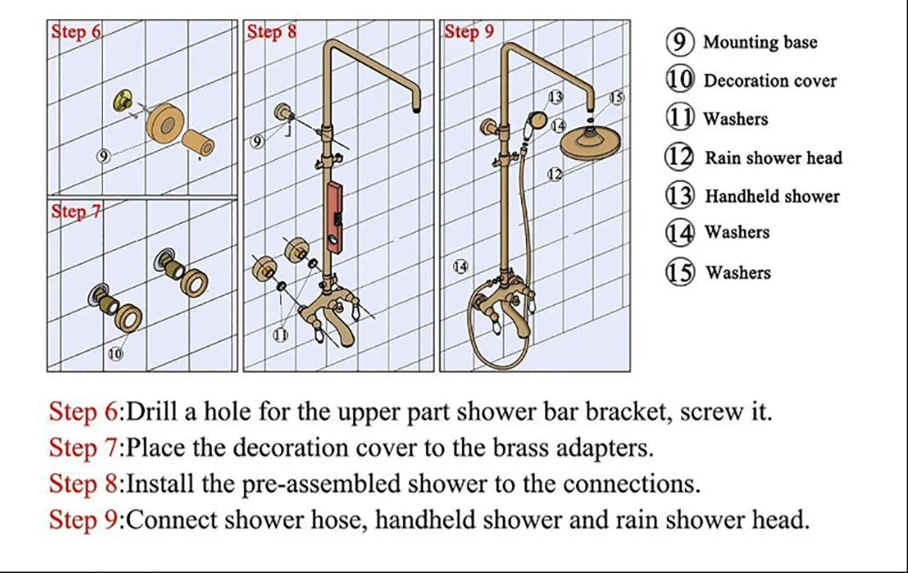 Regenbrausesystem – Messing Weissgold – Badezimmer Eleganz